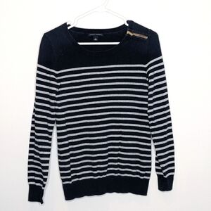 Banana Republic Navy Gray Stripe Wool Blend Sweater Shirt S